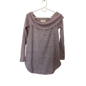 No Frills Los Angeles Cowl Neck Minimalist Sweater Mauve Knit Relaxed Boho Tunic